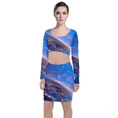 Earth Blue Galaxy Sky Space Top And Skirt Sets by Cemarart