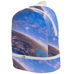 Earth Blue Galaxy Sky Space Zip Bottom Backpack by Cemarart