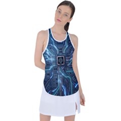 Circuit Board Motherboard Racer Back Mesh Tank Top by Cemarart