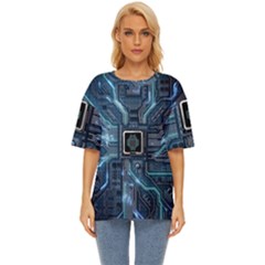 Circuit Board Motherboard Oversized Basic T-shirt by Cemarart