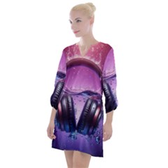 Headphones Sound Audio Music Radio Open Neck Shift Dress by Hannah976