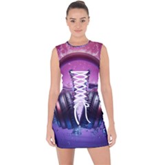 Headphones Sound Audio Music Radio Lace Up Front Bodycon Dress by Hannah976
