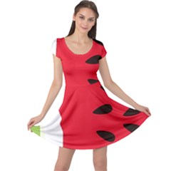 Watermelon Black Green Melon Red Cap Sleeve Dress by Cemarart