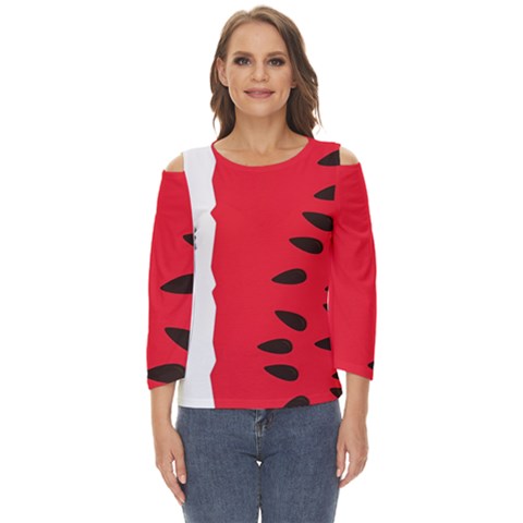 Watermelon Black Green Melon Red Cut Out Wide Sleeve Top by Cemarart