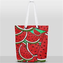 Summer Watermelon Fruit Full Print Rope Handle Tote (small) by Cemarart