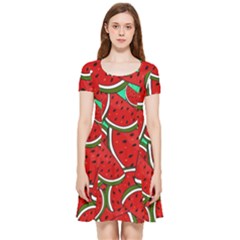 Summer Watermelon Fruit Inside Out Cap Sleeve Dress by Cemarart