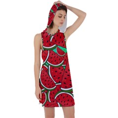 Summer Watermelon Fruit Racer Back Hoodie Dress by Cemarart