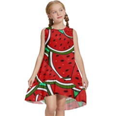 Summer Watermelon Fruit Kids  Frill Swing Dress by Cemarart