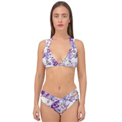 Flower-floral-design-paper-pattern-purple-watercolor-flowers-vector-material-90d2d381fc90ea7e9bf8355 Double Strap Halter Bikini Set by saad11