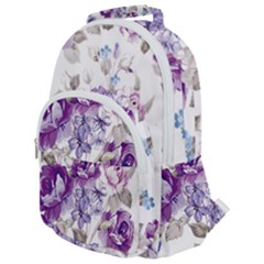 Flower-floral-design-paper-pattern-purple-watercolor-flowers-vector-material-90d2d381fc90ea7e9bf8355 Rounded Multi Pocket Backpack by saad11