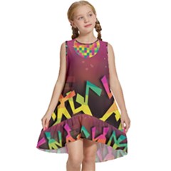 Dancing Colorful Disco Kids  Frill Swing Dress by Bajindul