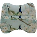 Couple Peacock Bird Spring White Blue Art Magnolia Fantasy Flower Velour Head Support Cushion View2