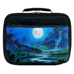 Bright Full Moon Painting Landscapes Scenery Nature Lunch Bag by Ndabl3x