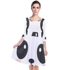 Cute Panda Love Animal Quarter Sleeve Waist Band Dress by Ndabl3x