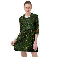 Peacock Feathers Tail Green Beautiful Bird Mini Skater Shirt Dress by Ndabl3x