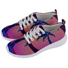 Abstract 3d Art Holiday Island Palm Tree Pink Purple Summer Sunset Water Men s Lightweight Sports Shoes by Cemarart