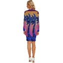 Abstract 3d Art Holiday Island Palm Tree Pink Purple Summer Sunset Water Long Sleeve Shirt Collar Bodycon Dress View4