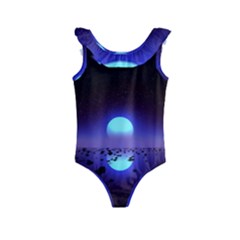 Sunset Colorful Nature Night Purple Star Kids  Frill Swimsuit by Cemarart