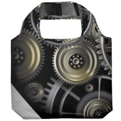 Abstract Style Gears Gold Silver Foldable Grocery Recycle Bag by Cemarart