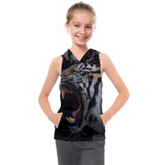 Angry Tiger Roar Kids  Sleeveless Hoodie by Cemarart