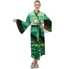 Japanese Koi Fish Maxi Velvet Kimono by Cemarart