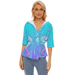Seahorse Lightweight Drawstring Hooded Top by Cemarart
