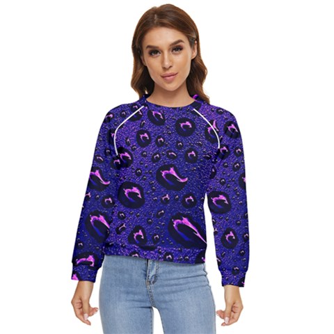 Purple Waterdrops Water Drops Women s Long Sleeve Raglan T-shirt by Cemarart