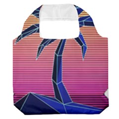 Abstract 3d Art Holiday Island Palm Tree Pink Purple Summer Sunset Water Premium Foldable Grocery Recycle Bag by Cemarart