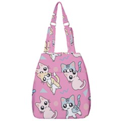 Cute Animal Little Cat Seamless Pattern Center Zip Backpack by Grandong