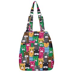 Cat Funny Colorful Pattern Center Zip Backpack by Grandong