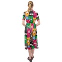 Cat Funny Colorful Pattern Keyhole Neckline Chiffon Dress View2