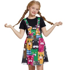 Cat Funny Colorful Pattern Kids  Apron Dress by Grandong