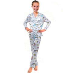 Unicorn Diamond Rainbow Shooting Star Kids  Satin Long Sleeve Pajamas Set by Grandong