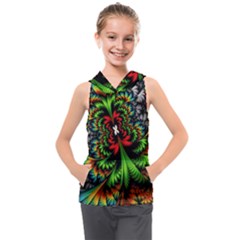 Kaleidoscopic Tropic Kids  Sleeveless Hoodie by Grandong