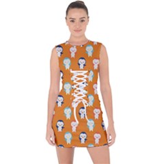 Cute Penguin Funny Pattern Lace Up Front Bodycon Dress by Grandong