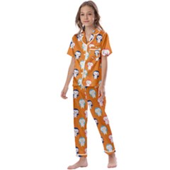 Cute Penguin Funny Pattern Kids  Satin Short Sleeve Pajamas Set by Grandong