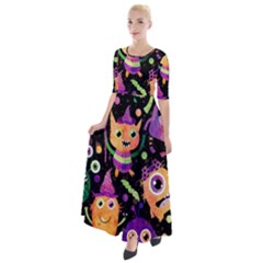 Fun Halloween Monsters Half Sleeves Maxi Dress by Grandong