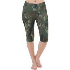 Camouflage Splatters Background Lightweight Velour Cropped Yoga Leggings by Grandong