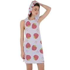 Strawberries Pattern Design Racer Back Hoodie Dress by Grandong