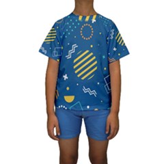 Flat Design Geometric Shapes Background Kids  Short Sleeve Swimwear by Grandong