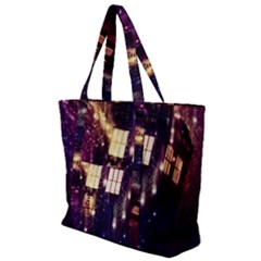 Tardis Regeneration Art Doctor Who Paint Purple Sci Fi Space Star Time Machine Zip Up Canvas Bag by Cemarart