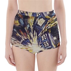 Tardis Doctor Who Pattern High-waisted Bikini Bottoms by Cemarart