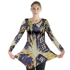 Tardis Doctor Who Pattern Long Sleeve Tunic  by Cemarart