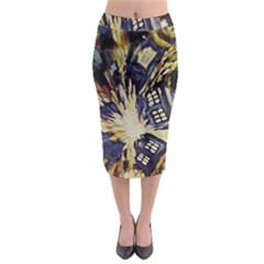 Tardis Doctor Who Pattern Midi Pencil Skirt by Cemarart