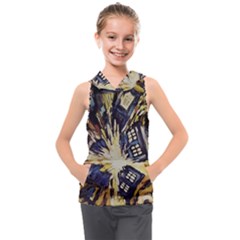 Tardis Doctor Who Pattern Kids  Sleeveless Hoodie by Cemarart