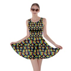 Rainbow Dice On Black Skater Dress by TaitGallery