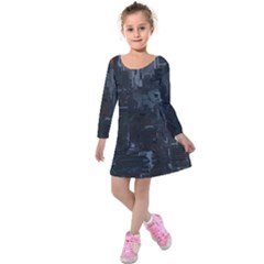 Abstract Tech Computer Motherboard Technology Kids  Long Sleeve Velvet Dress by Cemarart