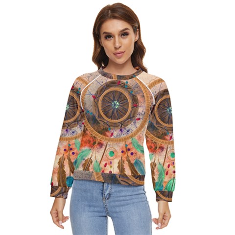 Dream Catcher Colorful Vintage Women s Long Sleeve Raglan T-shirt by Cemarart