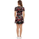 Shape Line Red Black Abstraction V-Neck High Waist Chiffon Mini Dress View4