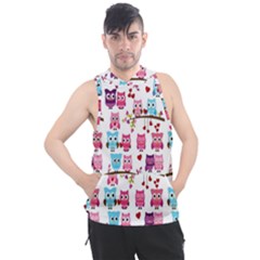 Owl Pattern Men s Sleeveless Hoodie by Cemarart